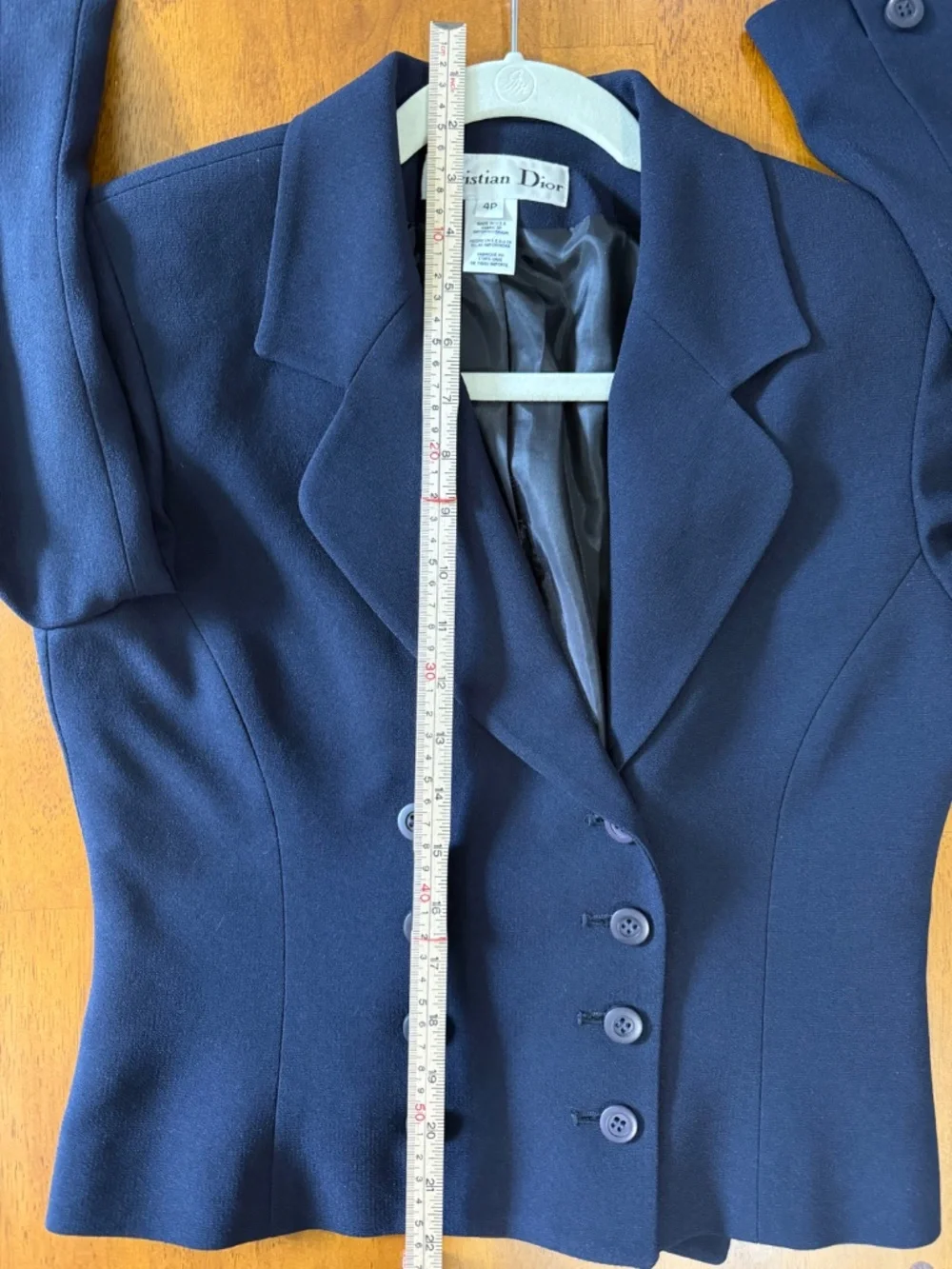 90’s Vintage Christian Dior Navy Double Breasted Cropped Blazer Jacket 4 Petite
